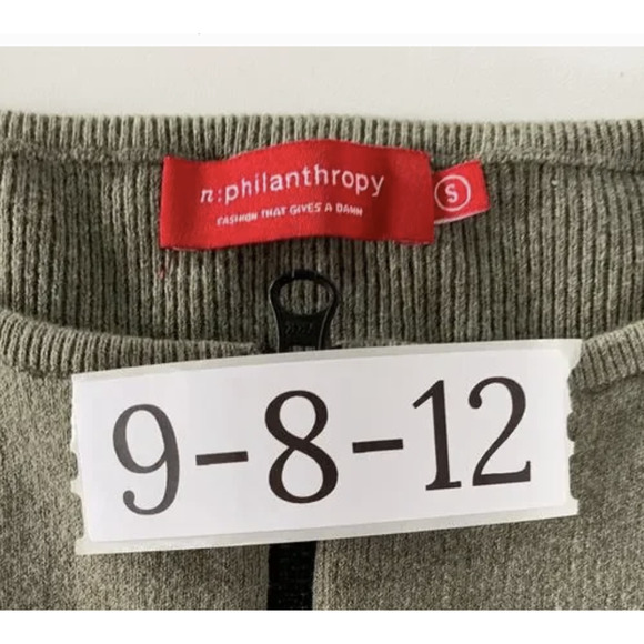 n:philanthropy Sweater Womens Small Green Zip Front Knit Fitted Long Sleeve - Picture 5 of 7